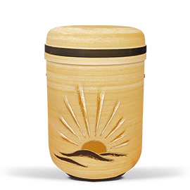 Sandfarben, Motiv: Aufgehende Sonne - Keramik-Urne von Heiso